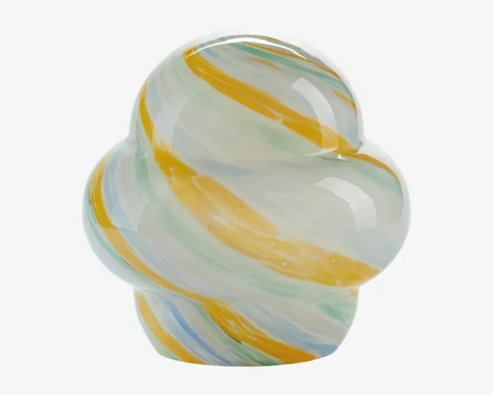 Daells Bolighus Bordlampe Stribet Gul/Hvid H.22 cm Hvid, Gul