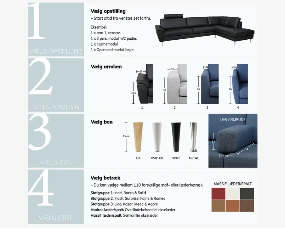 Outlet Daells Bolighus Choise Living Chaiselong Modul Stofgr. 1