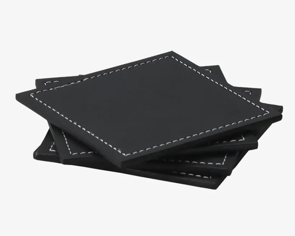Best Daells Bolighus Coaster PU 4 Stk. 10x10 cm Sort