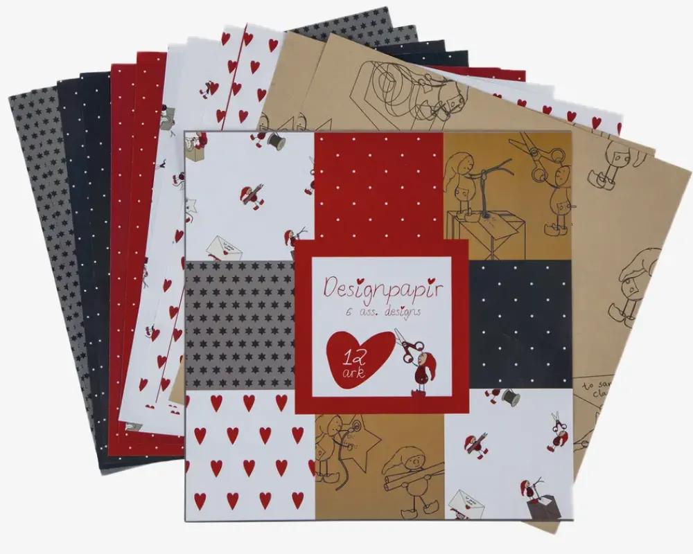 Outlet Daells Bolighus Designpapir 12 ark assorteret