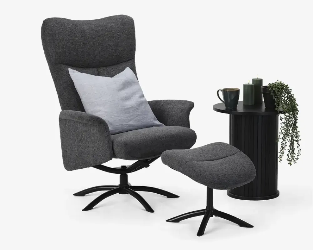 Daells Bolighus Drejestol Inkl. Fodskammel Grå