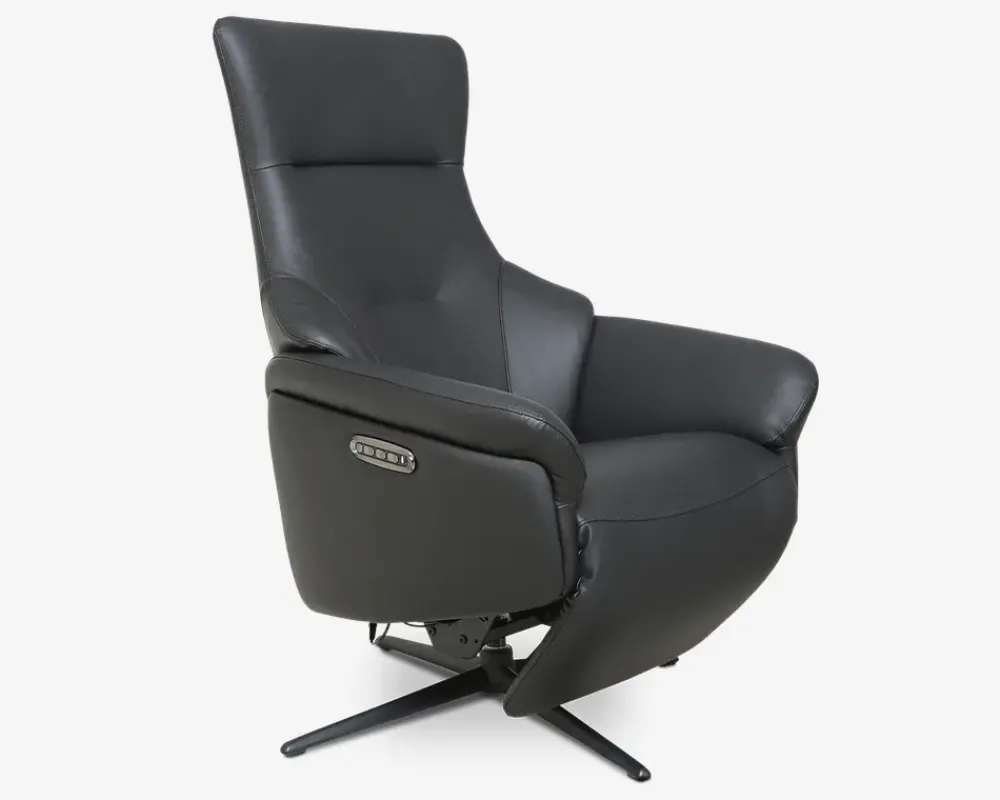 Sale Daells Bolighus Drejestol m/Indbygget Fodskammel Sort Læder