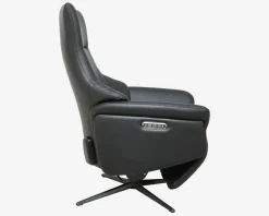 Sale Daells Bolighus Drejestol m/Indbygget Fodskammel Sort Læder