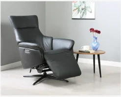 Sale Daells Bolighus Drejestol m/Indbygget Fodskammel Sort Læder