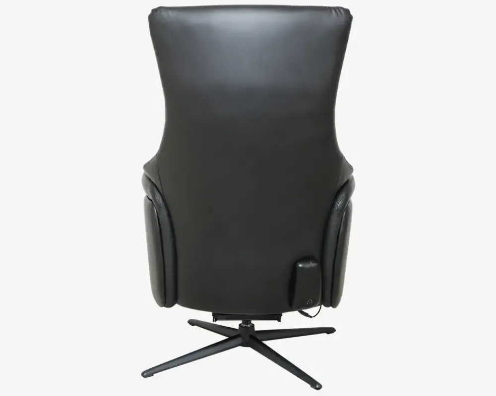 Sale Daells Bolighus Drejestol m/Indbygget Fodskammel Sort Læder