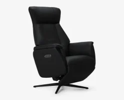 Daells Bolighus Drejestol m/Indbygget Fodskammel Læder Sort