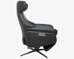 Clearance Daells Bolighus Drejestol m/Indbygget Fodskammel Sort Læder