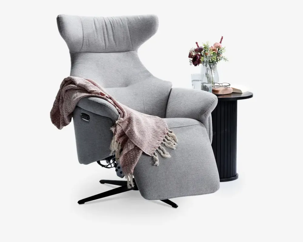 Clearance Daells Bolighus DREJESTOL M/SKAM GRÅ STOF/SORT