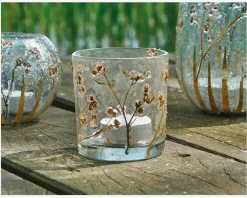Sale Daells Bolighus Fyrfadsstage glas m/blomster H.8 cm