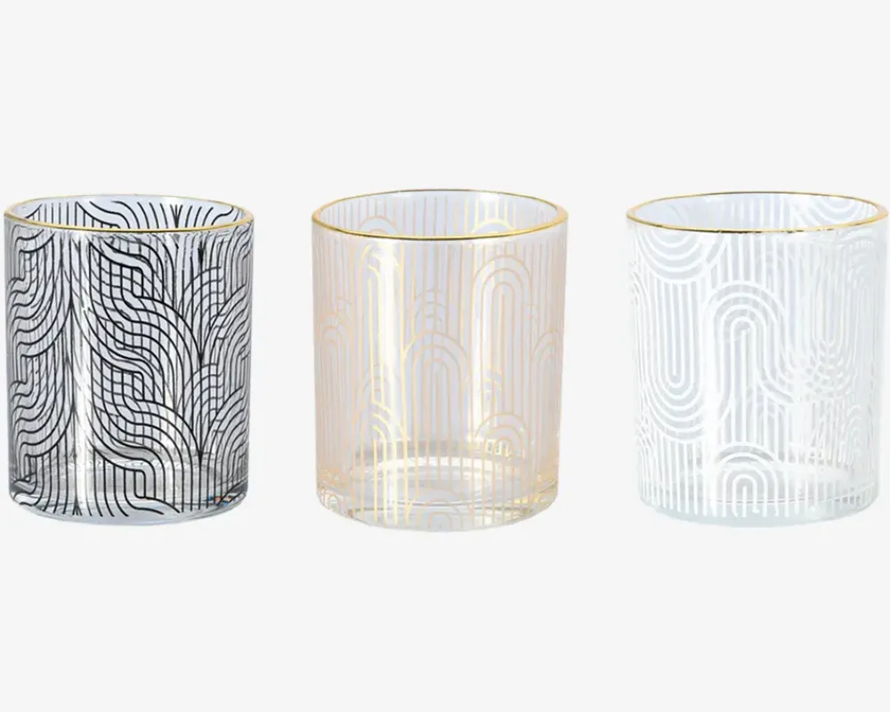 Discount Daells Bolighus Fyrfadsstage Glas M/Guldkant Ass.Design