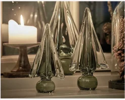 New Daells Bolighus Glas Juletræ Grøn H.15cm