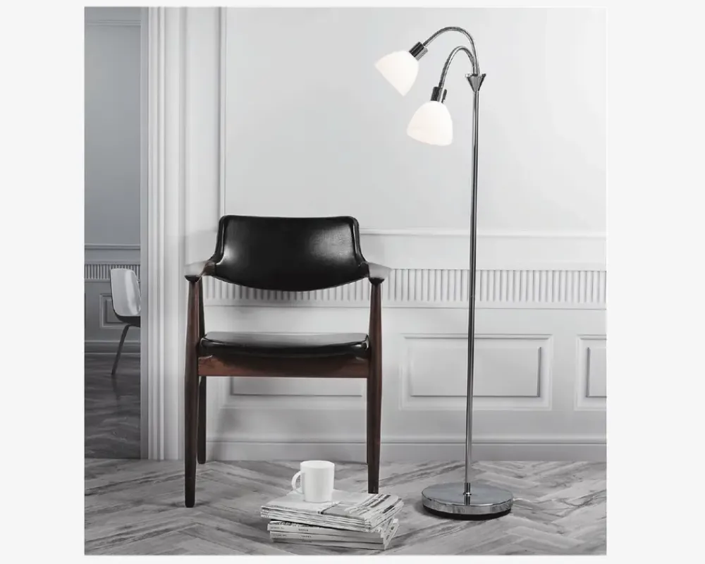 Online Daells Bolighus Gulvlampe Ray dobbelt H.155 cm Krom, Hvid