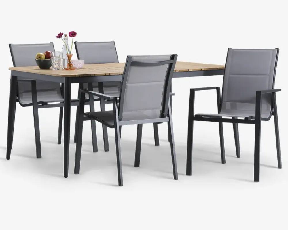 Hot Daells Bolighus Havestol i grå textiline/antracit stel