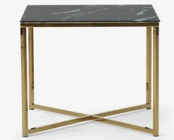 Daells Bolighus Hjørnebord m/Glasplade Messing/Sort