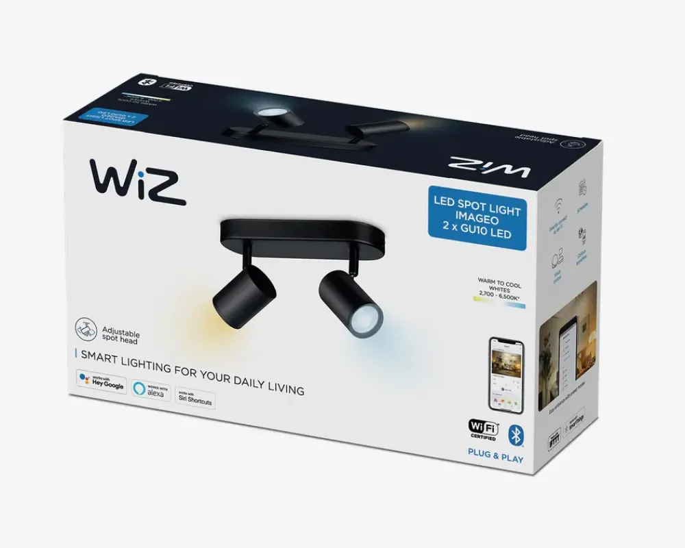 Outlet Daells Bolighus Imageo Wiz 2 Spot Sort M. Hvid