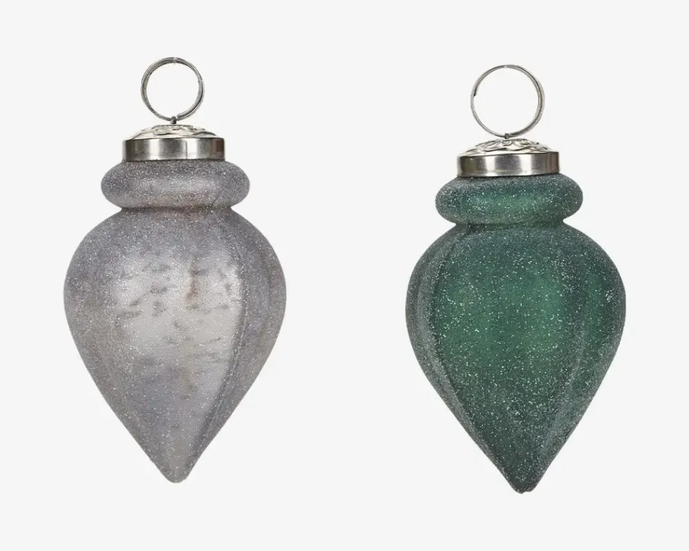 Sale Daells Bolighus Julekugle Cone Grøn/Hvid