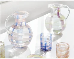 Hot Daells Bolighus Kande Mønster Glas Blå/Pink H.22 cm