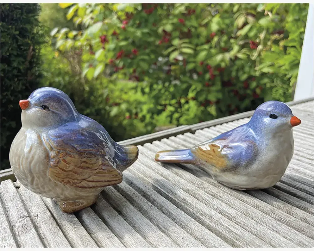 Discount Daells Bolighus Keramik fugl sand/blå H.10 cm