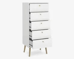 Online Daells Bolighus Kommode Bodo med 5 skuffer hvid