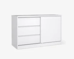 Clearance Daells Bolighus Kommode Naia med 3 skuffer og en skydedør hvid