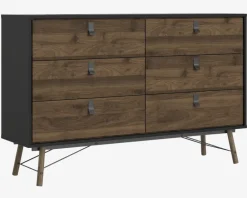 Best Daells Bolighus Kommode Ry m. 6 skuffer Sort/Valnød