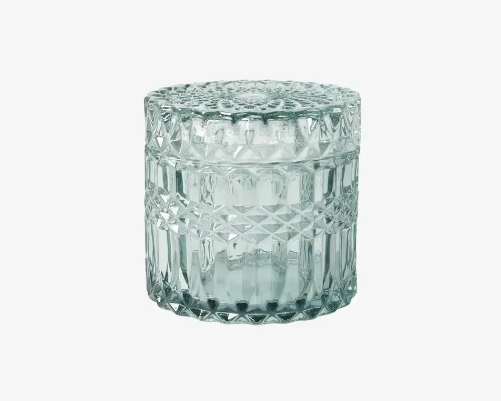 Online Daells Bolighus Krukke Med Låg Glas Aqua H.9 cm