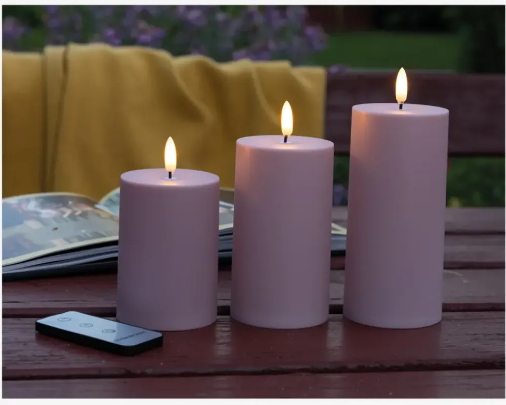 New Daells Bolighus LED Bloklys 3pk Rosa Ø.7,5 cm