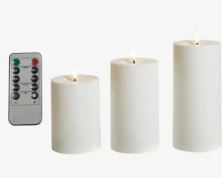 Discount Daells Bolighus LED Bloklys Sæt 3Stk Plastik Hvid