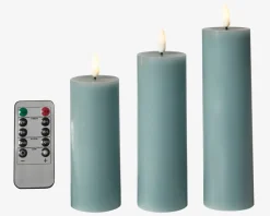 Daells Bolighus LED Bloklys Sæt 3Stk Sea Ø.5cm Blå