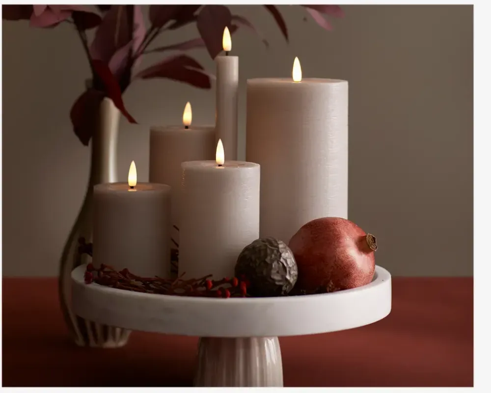 Clearance Daells Bolighus LED Bloklys Stone H.15xØ.7,5cm Beige