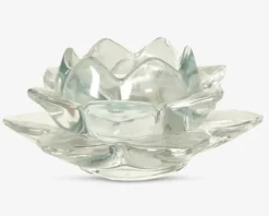 Clearance Daells Bolighus Loe fyrfadsstage lotusblomst aqua Ø.12 cm Blå