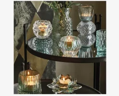 Clearance Daells Bolighus Loe fyrfadsstage lotusblomst aqua Ø.12 cm Blå