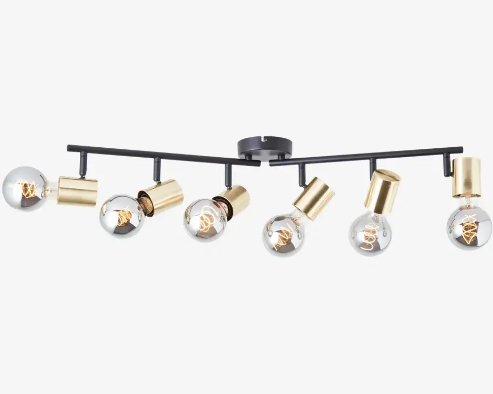 Online Daells Bolighus Loftspot Kerry Sort/Messing 6 x E27