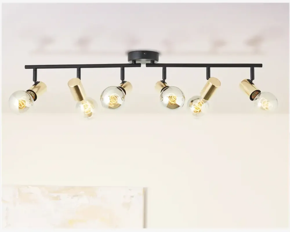 Online Daells Bolighus Loftspot Kerry Sort/Messing 6 x E27