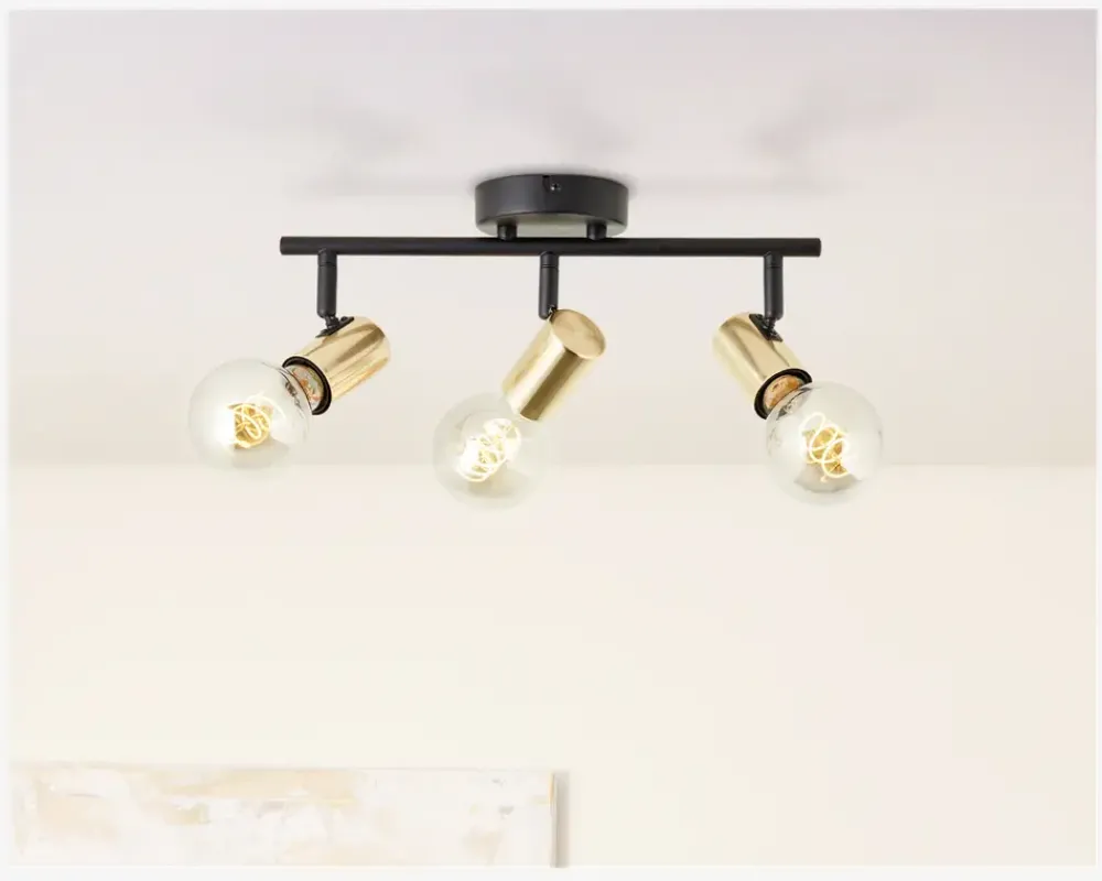 Daells Bolighus Loftspot Kerry Sort/Messing 3 x E27