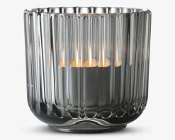 New Daells Bolighus Lyngby fyrfadsstage glas H.6,5 cm Røgfarvet