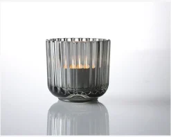 New Daells Bolighus Lyngby fyrfadsstage glas H.6,5 cm Røgfarvet