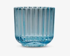 Outlet Daells Bolighus Lyngby fyrfadsstage glas lyse H.6,5 cm Blå