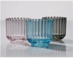 Outlet Daells Bolighus Lyngby fyrfadsstage glas lyse H.6,5 cm Blå