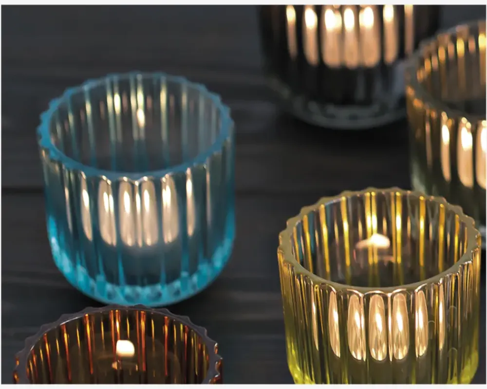 Outlet Daells Bolighus Lyngby fyrfadsstage glas lyse H.6,5 cm Blå