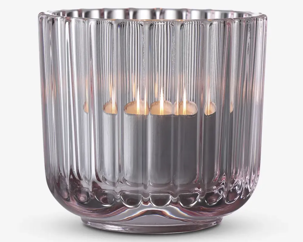 Best Daells Bolighus Lyngby fyrfadsstage glas pink H.6,5 cm Lyserød