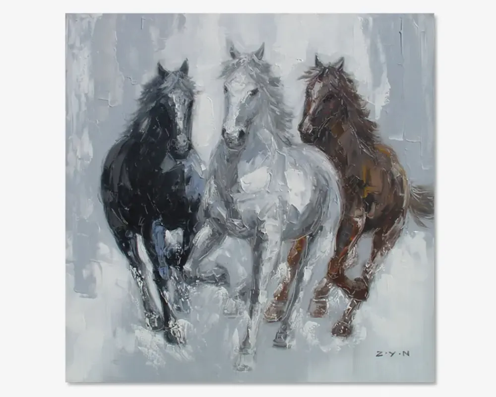 Sale Daells Bolighus Maleri 3 heste grå 100x100 cm