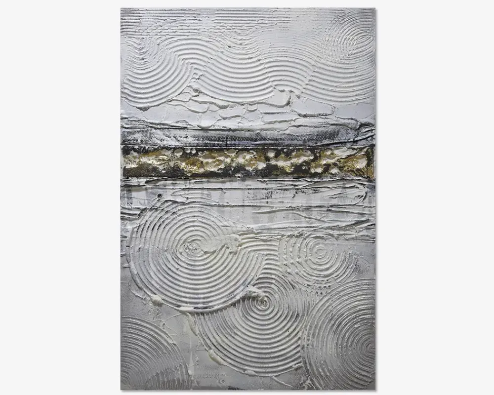 Clearance Daells Bolighus Maleri abstrakt hvid/guld 80x120 cm