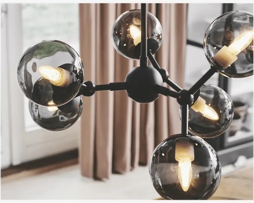 Online Daells Bolighus Pendel Atom Røgfarvet Ø.45 cm Sort, Grå, Røgfarvet