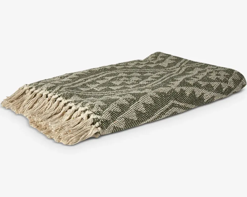 Discount Daells Bolighus Plaid Med Mønster Olive/Natur 130x170 Oliven, Natur