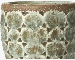 Outlet Daells Bolighus Potte Med Mønster Grøn H.15 cm