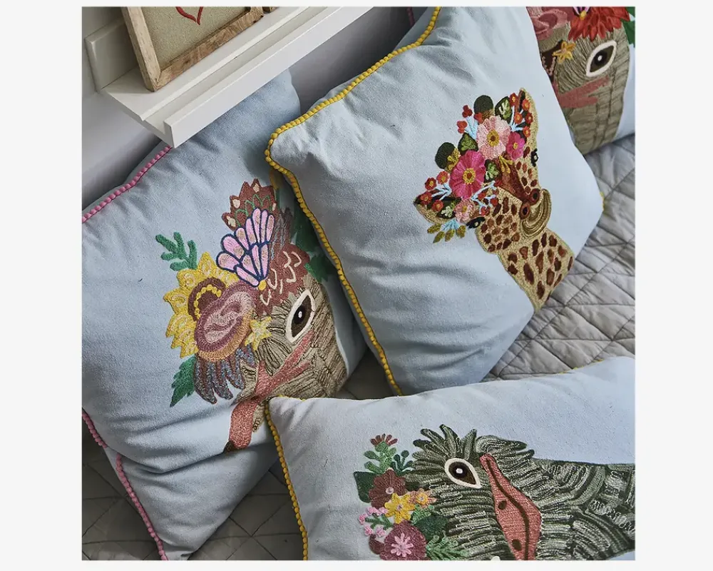 Clearance Daells Bolighus Pude broderi bomuld giraf 45x45 cm