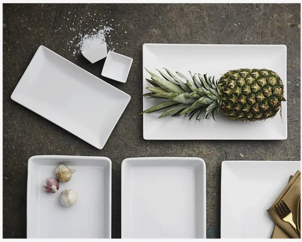 Outlet Daells Bolighus Quadro Tallerken Rektangulær 25x15 cm Hvid