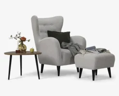 Daells Bolighus Øreklapstol Inkl. Fodskammel Beige