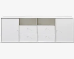 Hot Daells Bolighus Reol Mistral 4 Sekt. m/2 Døre og 4 Skuffer Hvid